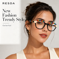 Monture de lunettes Resda RSD8054 en acétate coloré arc-en-ciel, monture intégrale, lunettes optiques tendance pour femmes, usage quotidien