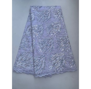 Nouvelle conception fournisseur d'or tissu de dentelle brillante dentelle française tissu floral robe de mariée dentelle à paillettes - Product Image 4