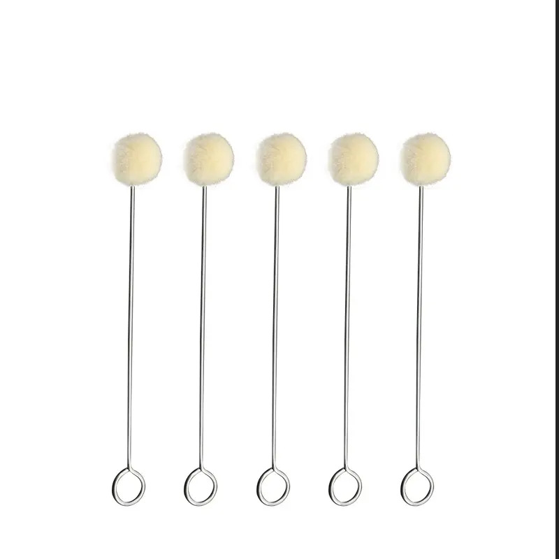 125/150mm wool ball brush diy daubers assisted dyeing round wools brush with metal handle for textile leather tool