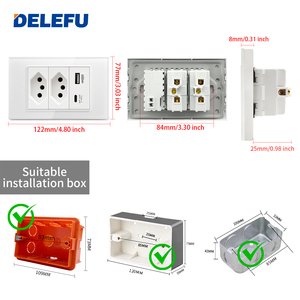 DELEFU Brazil Standard White Glass Panel 20A 10A Smart <strong>Switch</strong> CAT6 Network Socket <strong>USB</strong> Type <strong>C</strong> Wall Outlet Household Charging - Product Image 4