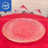 Assiette à dîner en verre vintage avec bordure dorée peinte à la main, style américain, vaisselle de luxe pour mariage, fête, hôtel, plat de service