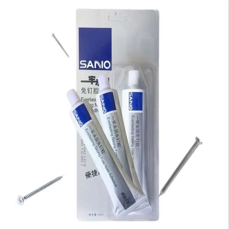 SANVO 50ml सफेद लकड़ी चिपकने वाला संपर्क और नेल-मुक्त फर्नीचर सीलेंट वॉटरप्रूफ एपॉक्सी राल गोंद थोक मूल्य