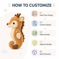 Peluche personnalisée Hippocampe et Cerf, Échantillon de conception sur mesure disponible, Peluche animale douce avec logo, Cadeau personnalisé en gros