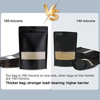 Sacs en papier kraft noir pochette debout avec fermeture éclair pour emballage de stockage des aliments en stock avec fenêtre