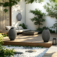 Lampes solaires LED d'extérieur, imperméables, en rotin, pour jardin, allée, patio, décoration paysagère
