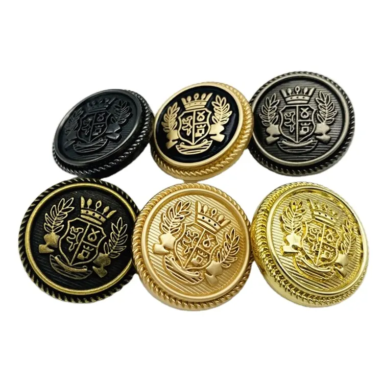 Wholesale Zinc Alloy Crown & Wheat Sewing Accessory Garment Uniform Blazer Suit Coat Shank Buttons