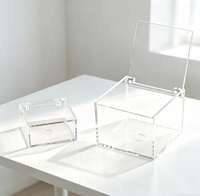 Boîte à bonbons en plastique transparente en gros, petite boîte à sucre en forme de cube pour mariage avec couvercle rabattable