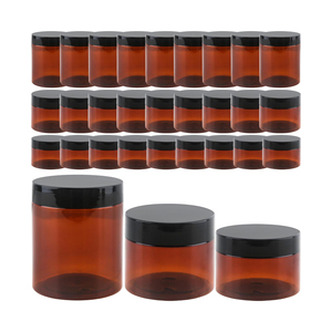 Custom 50ml-500ml Amber PET <b>Plastic</b> <b>Jar</b> with Lid for Cosmetic Lotion and Loose Powder in Screw Cap - Product Image 1