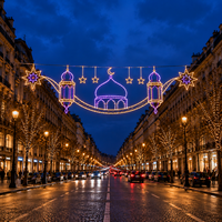 Lumière LED extérieure étanche à cadre métallique, en forme de minaret de mosquée et de croissant de lune, pour la décoration du Ramadan, pour éclairage de rue et d'avenue