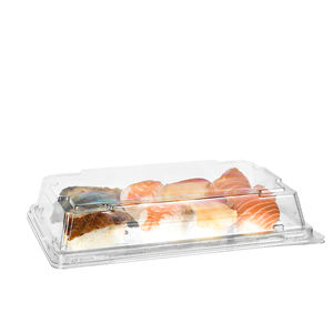 Boîte d'emballage à emporter pour sushi rectangulaire transparente en PET recyclé, conteneur à sushi en plastique jetable Rpet avec couvercle - Product Image 6