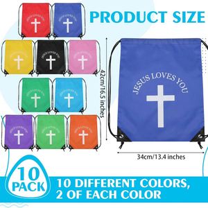 Bolsa de Regalo de Pascua Personalizable al por Mayor con Cordón y Diseño 'Jesús te Ama', Multicolor, para Iglesia, Regalos Cristianos Religiosos - Product Image 2
