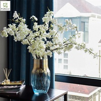 Usine Vente Chaude En Gros Soie Artificielle Rose Clair Blanc Fleur De Cerisier Fleur De Mariage Fausses Fleurs Branches