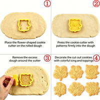 Ensemble de découpoirs à biscuits 3D sans BPA, motifs fleurs (Rose, Tournesol, Marguerite, Tulipe), moules à biscuits de qualité alimentaire avec tampon pour la pâtisserie DIY