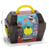 Juego de Piratas y Tiburones al por Mayor, Tiburón Luminoso con Piratas y Accesorios de Tesoro para Niños de 3+ Años