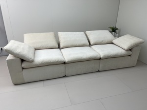 Modern Four-Seater Wind Big Set Cloud <strong>Sofa</strong> <strong>Cream</strong> Frosted Velvet Deep Straight Row for Hotel Living Room Fabric Sponge Filling - Product Image 2