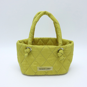 OEM Quilted Puffer Tote Bag, Custom LogoDiamond Quilted Handbag with Knot Handle, Cute Mini Basket Bag for Women, Wholesale - Product Image 5