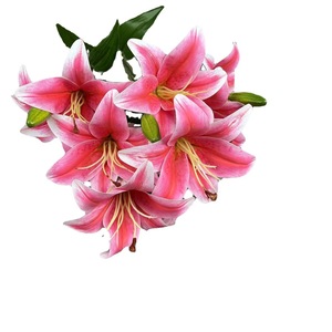 9 teste 3 gemme Real Touch tigre giglio decorativo Bouquet di fiori artificiali per la sistemazione di nozze casa altra decorazione - Product Image 3