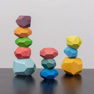 Lot de pierres d'équilibrage aux couleurs arc-en-ciel, blocs en bois, jeu éducatif pour enfants, Diy, jeu d'empilage, 16 pièces, nouveauté - Product Image 4