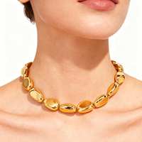 Collier ras du cou élégant fait main en perles géométriques irrégulières or et argent, style vintage et simple, pour femme
