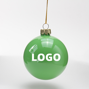 <span class=keywords><strong>Palline</strong></span> di Natale Lussuose in Vetro Decorate con Tessuto <span class=keywords><strong>Verde</strong></span> e Stampa Logo Personalizzata - Product Image 1