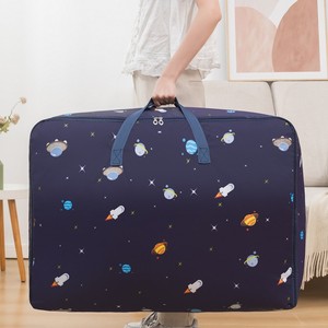 Ensemble de sacs de rangement pour vêtements et couettes, motif fusée bleu foncé, rectangulaires, en polyester, pour déménagement et usage polyvalent - Product Image 3