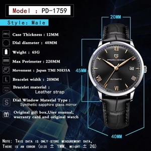 Montres mécaniques pour hommes d'affaires PAGANI DESIGN 40MM NH35, verre saphir de luxe, étanches 10 bars, montres automatiques pour hommes, cadeau - Product Image 6