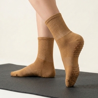 Calcetines de Pilates de Algodón para Mujer, Calcetines de Yoga Tejidos Coloridos, Calcetines Deportivos Transpirables Antideslizantes para Ejercicio en Primavera