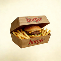 Boîte à hamburger et frites en carton ondulé de qualité alimentaire, écologique, avec logo personnalisé, recyclable, pour la restauration rapide
