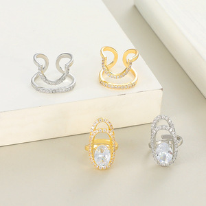 Bague à ongles en Zircon incrusté de cuivre, vente INS, bague de <span class=keywords><strong>manucure</strong></span> plaquée or pour femmes, bijoux de fête tendance, nouvelle mode <span class=keywords><strong>2022</strong></span> - Product Image 4