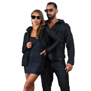 Femmes rétro Vintage décontracté solide à capuche veste <span class=keywords><strong>noir</strong></span> ciré fermeture éclair Long manteau d'hiver automne automne délavé à l'acide - Product Image 6