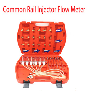 Probador de línea de combustible, herramientas de flujo de inyector de combustible diésel, medidor de flujo de inyector Common Rail con 24 adaptadores