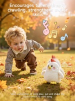 Jouet interactif Tumama pour enfants 18 mois+, jouet musical en peluche pour bébé, poussin en peluche lavable, poupée dansante, jouet pour bébé pour le temps sur le ventre et la marche à quatre pattes