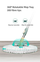 Conjunto de Mop Giratório 360 e Balde com Rodas, Separação de Água Limpa e Suja, Cabo Telescópico de Aço Inoxidável e Dispensador de Sabão