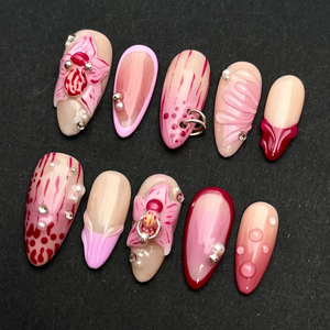 <span class=keywords><strong>Faux</strong></span> ongles à presser faits main, style amande doré, tendance, simples, couleur blush métallique, pour la vente - Product Image 6