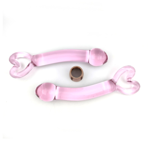 Hand gefertigter herzförmiger rosa Kristallglas-Vergnügung sstab für Selbst vergnügen - Product Image 1