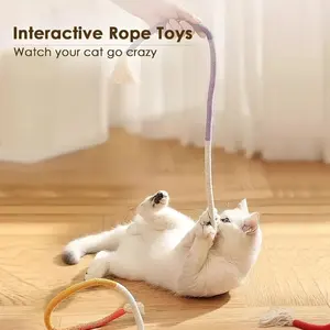Juguetes interactivos para gatos: juguetes de cuerda de algodón para molares, juguete de hierba plateada para estimular a los gatos, juguete para limpiar la boca, accesorios para el juego de gatitos y mascotas. - Product Image 4