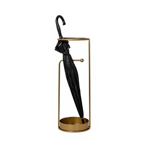 Porte-parapluie antique en fer doré, designs personnalisables, support autoportant en métal, articles de décoration intérieure - Product Image 1