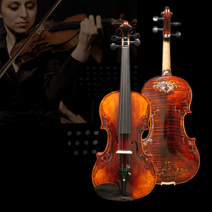 Domo-violín tallado de tamaño completo, violín estilo Stradi hecho a mano, artesanal, <span class=keywords><strong>barroco</strong></span>, 4/4, con arco, puente, cuerdas, caja, tono rico - Product Image 6