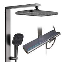 Ensemble de douche thermostatique de luxe gris anthracite en laiton, système de douche de salle de bain avec clavier numérique