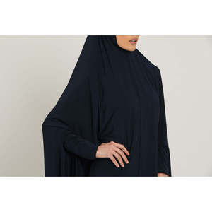 Премиум трикотаж молитвенный абайя темно-синий скромный традиционный стиль для лета Свободный размер плюс размер платье <span class=keywords><strong>Khimar</strong></span> - Product Image 2