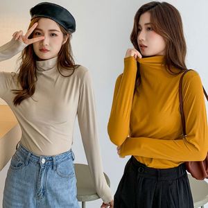 Haut basique <span class=keywords><strong>femme</strong></span> automne-hiver, T-shirt à <span class=keywords><strong>col</strong></span> <span class=keywords><strong>roulé</strong></span> à <span class=keywords><strong>manches</strong></span> longues, coupe ajustée unie en modal, <span class=keywords><strong>sous</strong></span>-vêtement féminin - Product Image 1