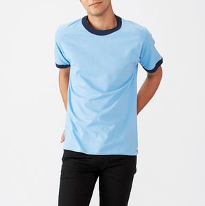 T-shirt pour homme de haute qualité, personnalisé, été, nouveau, couleur contrastée, col rond, coton, sport, manches courtes - Product Image 5