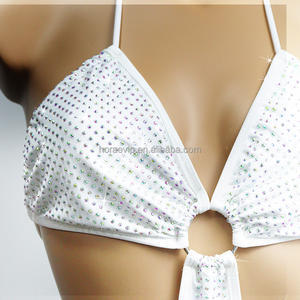 S630 Sexy Lace up Design Stripper Bodysuits Traje Bling Rhinestone Crystal Adornado Exotic Dancewear Traje de baño para mujer - Product Image 3