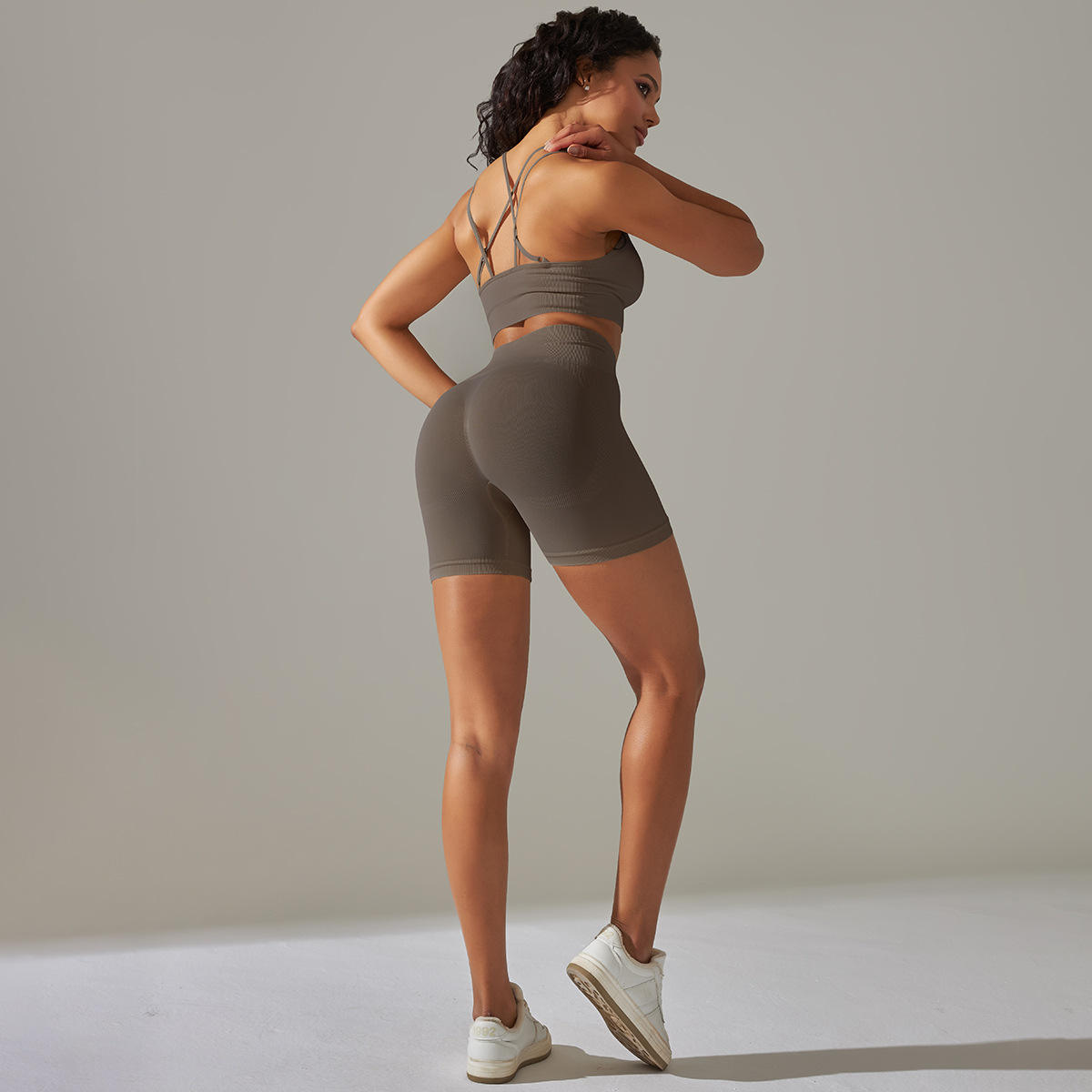 6610 Cross Bra + Shorts Set - Beige