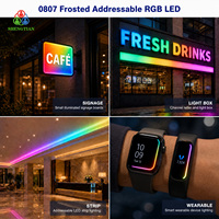 Shengtian Frosted 0807 SMD AlGaInP LED Phantom RGB 5V 20mA 0.2W avec IC intégré, adressable individuellement, lumière douce diffusée, pixel