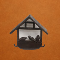 Mangeoire à oiseaux élégante et moderne en métal noir, en forme de maison, pour intérieur, rustique, à fixation murale, technique de moulage, vente en gros directe usine