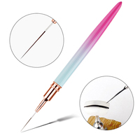 Ensemble de 3 pinceaux à ongles métalliques dégradés avec logo personnalisé, poils en nylon doux à pointe fine pour dessin de lignes précises, stylo d'art pour manucure en salon