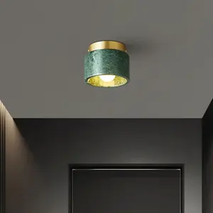 Luxuriöse Italienische Grün-Weiße Marmor Dekor Deckenlampe Moderne 120mm LED Einbauleuchte für Wohnzimmer Schlafzimmer Flur Gang Eiserner Sockel - Product Image 4