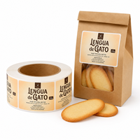Étiquettes adhésives en papier kraft écologiques pour emballages de biscuits Lengua De Gato, rouleaux d'autocollants et étiquettes