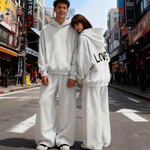 Conjuntos Deportivos de Felpa Francesa Gruesa, Unisex, de Algodón, Sudaderas con Capucha Extra Grandes y Pantalones Deportivos, Conjuntos Deportivos Personalizados para Hombre - Product Image 2